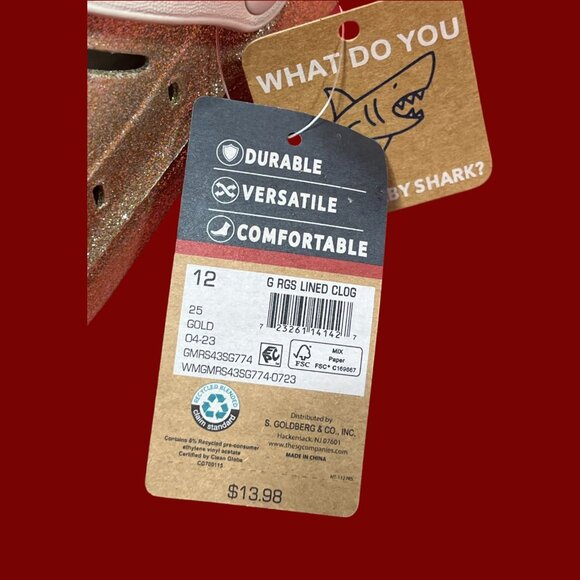 Rugged Shark - Unisex Kids Casual Lined - Clogs - Gold - 12 - Picture 9 of 14